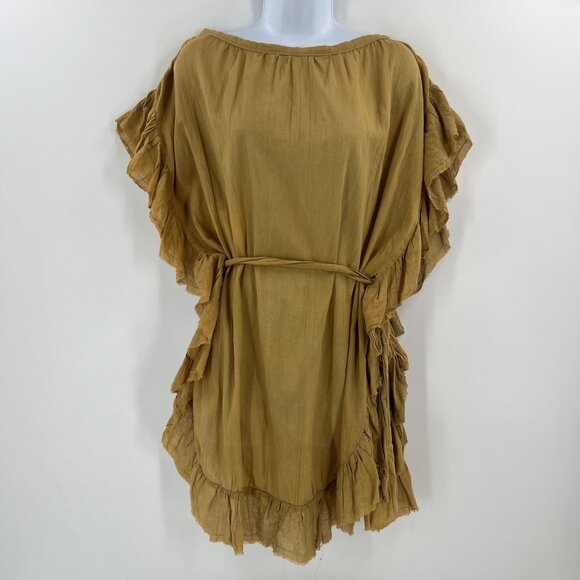 Jen's Pirate Booty M/L Kaftan Tunic Ruffle Trim Cotton Gauze Boho Hippie Resort - Picture 1 of 12